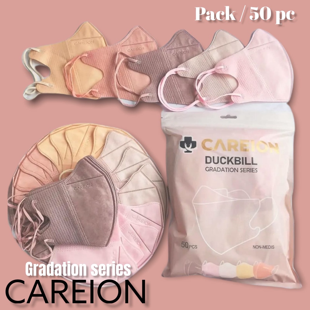 DB CAREION 4PLY GRADASI PASTEL MIX SHRIMPOWDER SHRIMPINK MATCHA - MASKER DUCKBILL CAREION 4PLY GRADATION MIX TERBARU