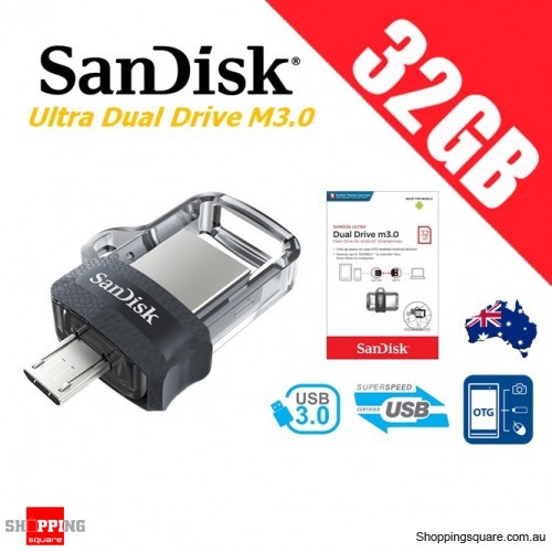 FLASHDISK SANDISK DUAL DRIVE USB 3.0 OTG 32GB SDDD3 ORIGINAL RESMI