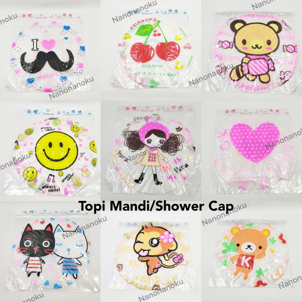 [2 buah] Shower Cap/Topi Mandi/Keramas/Penutup Rambut