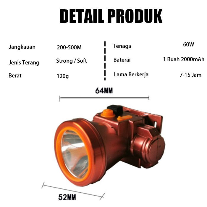 Senter Kepala / Senter Kepala Led Super Terang / Senter Kepala Led Super Terang Jarak Jauh / Senter Kepala Anti Air / Senter Kepala Mini / Senter Kepala 60 Watt LED Headlamp Super Terang Outdoor Anti Air Waterproof Zoom / Senter