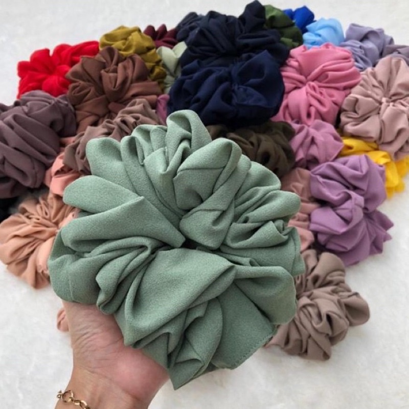 Scrunchie Kunciran Ikat Rambut Cepol / Hijab Jumbo Korea Polos - Scrunchy Scrunchies Ecer