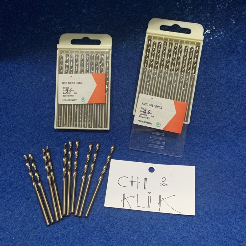 Mata Bor 3,5 mm HSS M35 KUAT, untuk besi, stainless, aluminium (per pcs)