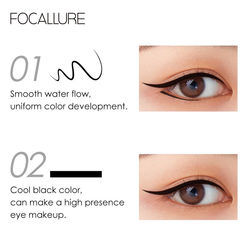 FOCALLURE Eyeliner Focallure Tahan air Black Liquid Eyeliner Pensil Focallure pensil alis makeup  mata Eye Liner Waterproof FA13