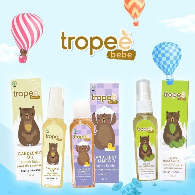 Tropee Bebe Candlenut Oil / Candlenut Shampoo Kemiri / Hair Lotion Refill / Minyak / Shampo Kukui / Telon / Bye Bye Bug / Hair Care Starter Kit / Comb / Body Wash