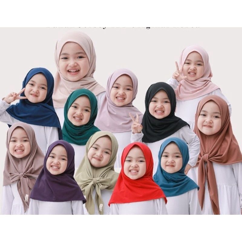 Jilbab Anak SEGITIGA Instan Usia 3-6 Tahun Hijab Anak Lucu Kerudung Pastan Anak Pashmina