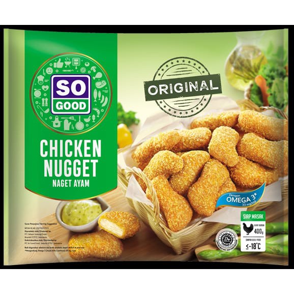 

CHICKEN NUGGET ORIGINAL SO GOOD 400GR FROZEN DAGING AYAM OLAHAN BEKU INSTAN SIAP SAJI