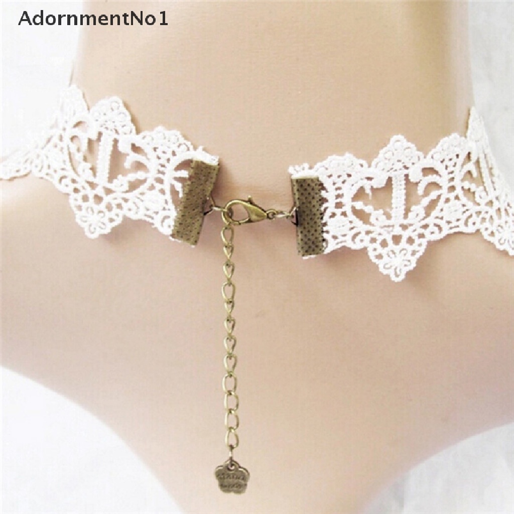 (AdornmentNo1) Kalung Choker Lace Sexy Romantis Aksen Mutiara Untuk Perhiasan Wanita