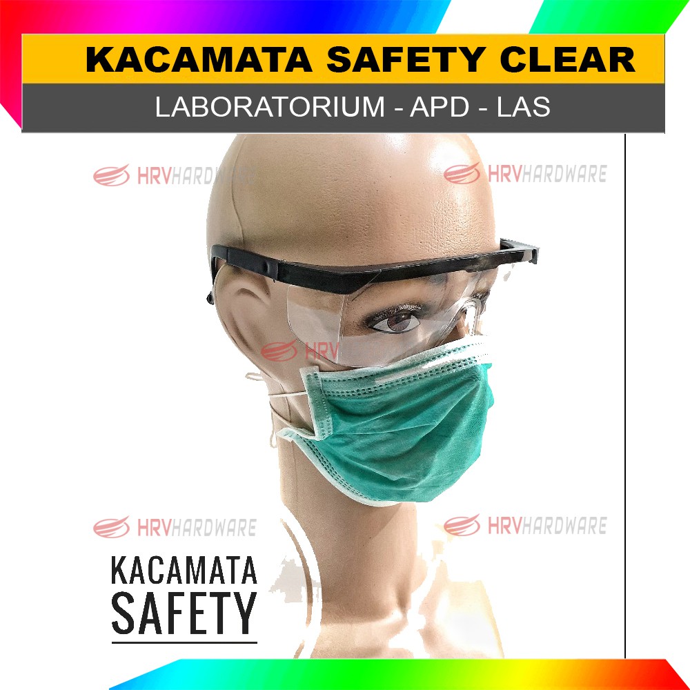 Kacamata Safety APD - Gerinda Bening - Glasses - Kacamata Las - Antidebu - Kacamata Murah - Motor