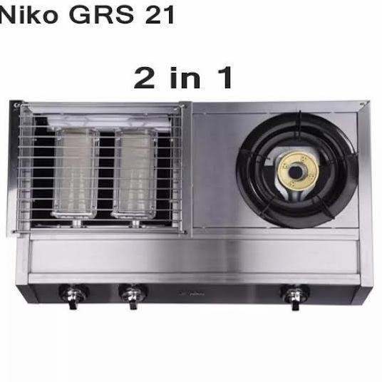 NIKO GRS21 Kompor Panggang Grill Sosis 2 Tungku 2in1 + Selang Paket