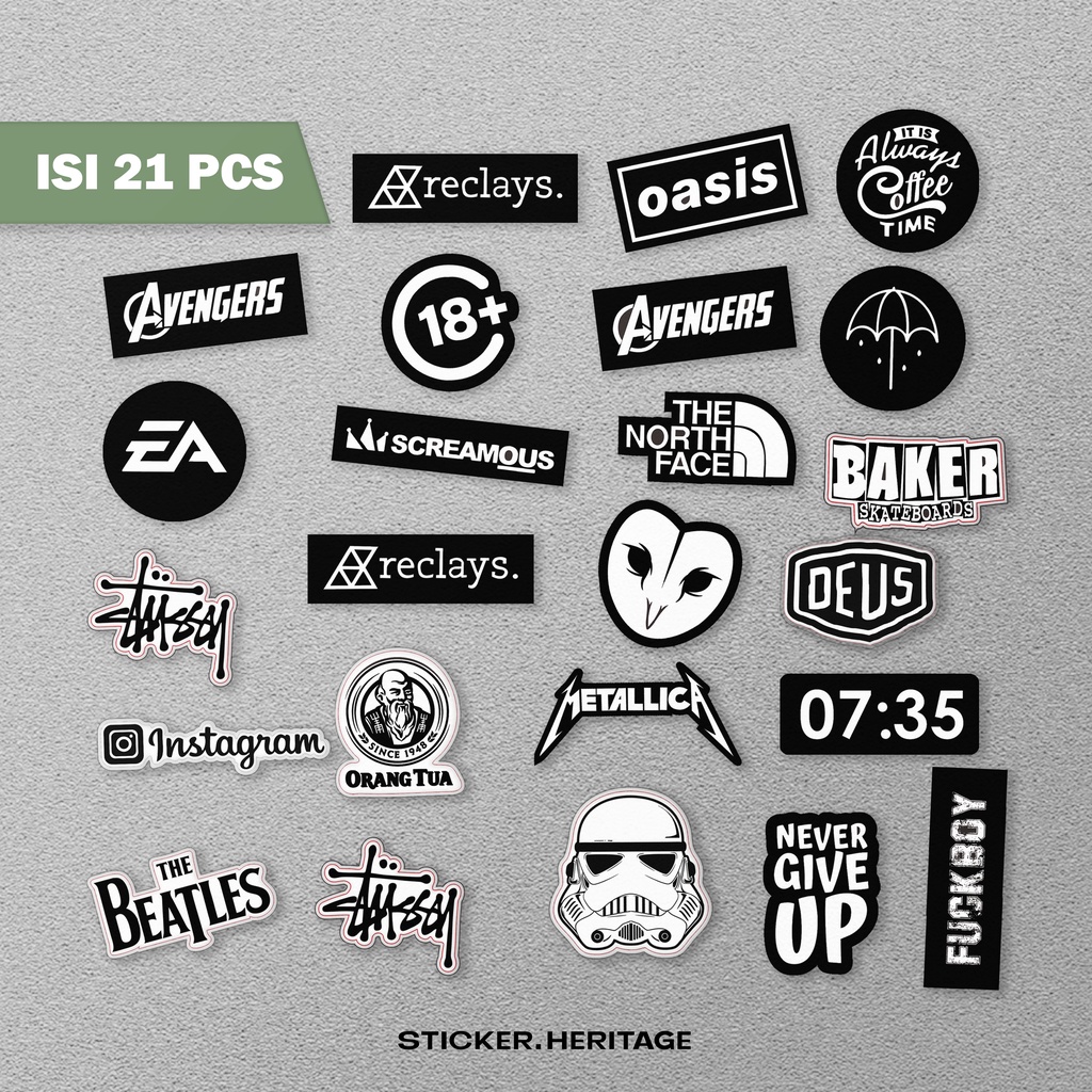 Stiker Aesthetic BLACK &amp; WHITE STIKER TUMBLER HP | STIKER LAPTOP stiker estetik stiker pack sticker