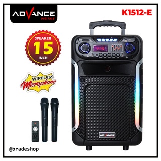 ADVANCE Speaker Portable Bluetooth 15 Inch K1512-E / 2 Mic Wireless