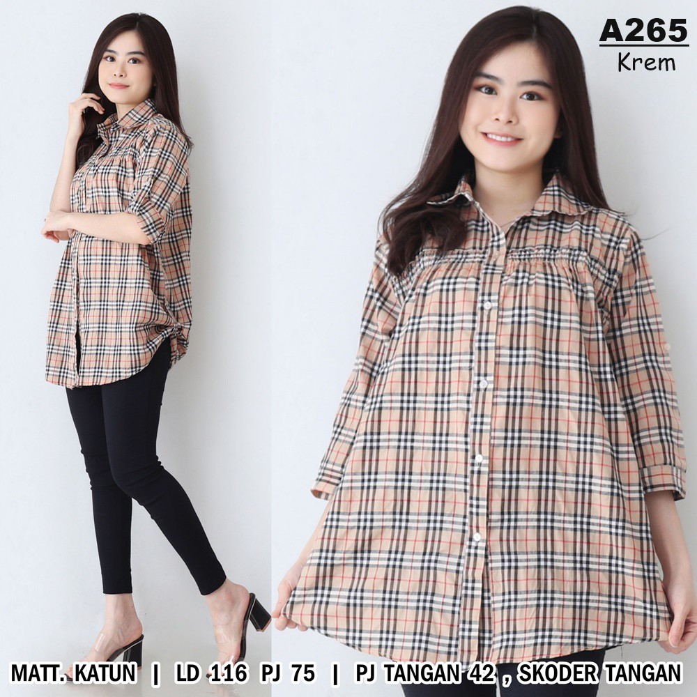 ISF [COD] + [GRATIS ONGKIR] Blouse Jumbo XXXL / Blouse Denim / Blouse Big Size / Atasan Jumbo XXXL-Berry Creme