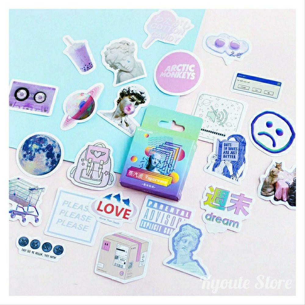 

Unik Sticker Deco Aesthetic Vintage Planet Vaporwave Scrapbook DIY Bujo Planner Diary Murah