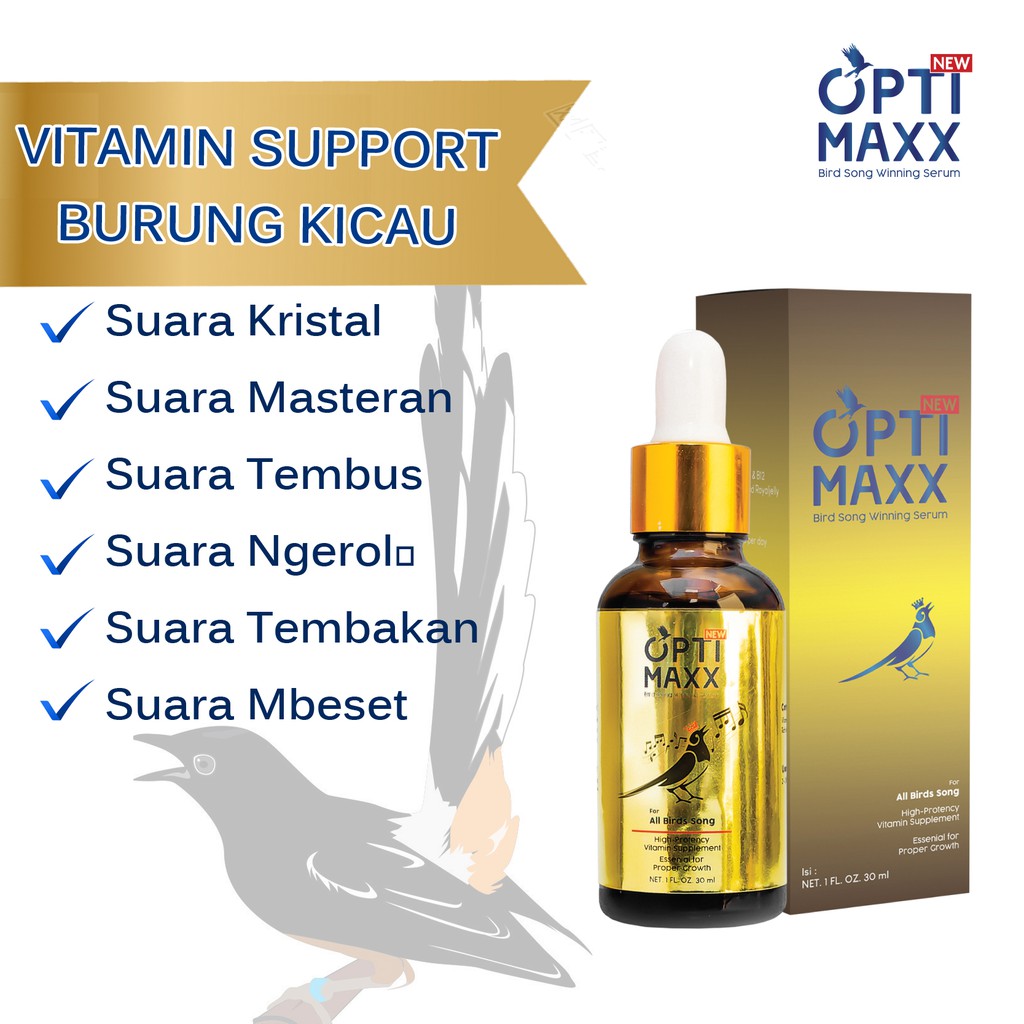 Optimaxx - Serum Vitamin Obat Tetes Burung Kicau Suara Gacor Master Di Gantangan Stimulus Daya Tahan Burung 30ml