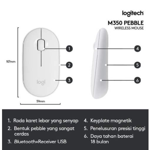 Logitech Wireless Mouse M350 Pebble