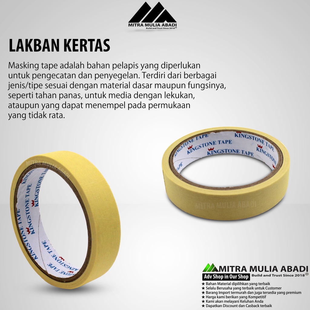 Lakban Kertas / Kertas Lem l Solasi l Isolatip T / Masking Tape 1 inch