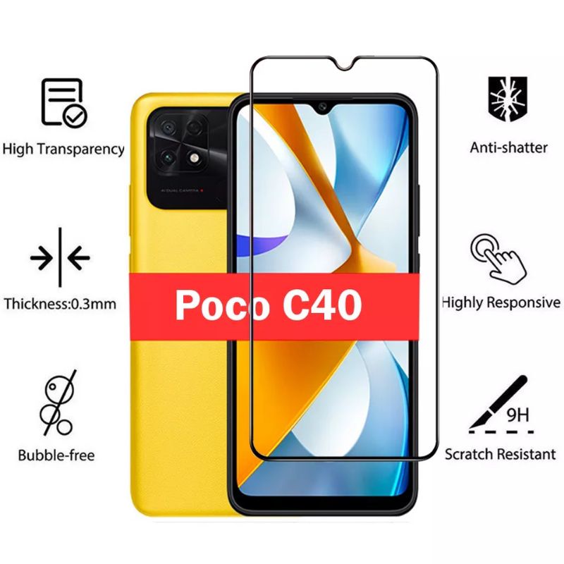 TEMPERED GLASS XIAOMI POCO C40 SCREEN PROTECTOR FULL COVER TEMPERGLASS 9H