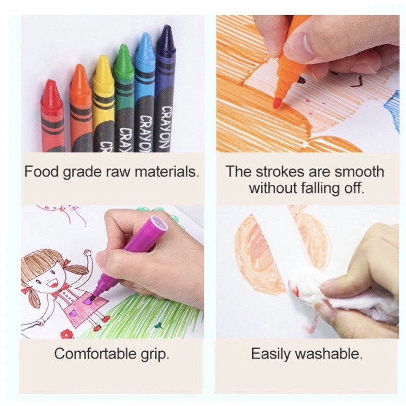 CRAYON ANAK SET  PENSIL WARNA ALAT LUKIS SET KRAYON