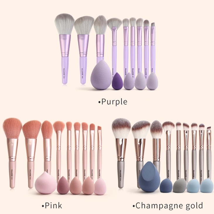 9 Pcs/Set Kuas Make up Brushes Set Dengan 5 Pcs Beauty Sponges Lembut Multifungsi Alat Kecantikan Untuk Mata Hidu 5897 Kecantikan Set