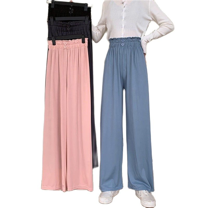 Button Pants Wanita / DOBBY PANTS 2 KANCING CELANA KULOT WANITA / Celana Panjang Wanita Korean Style Loose High Waist