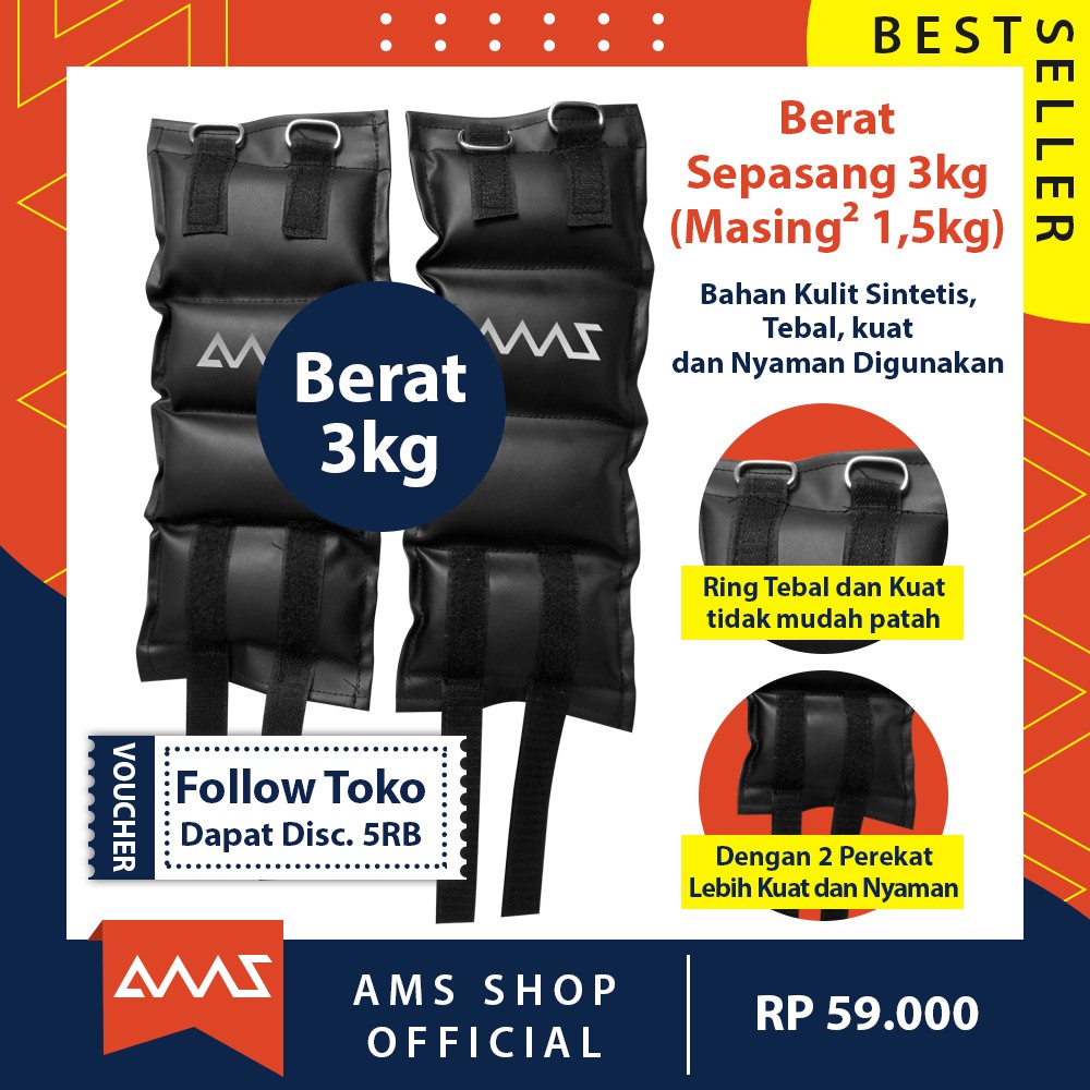 BENDING BEBAN PEMBERAT KAKI ANGKLE TANGAN FOOT BANDS ISI PASIR 1,5KG SEPASANG 3KG