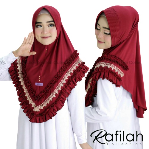 Jilbab Instan Rempel Gotik Prada Premium/Hijab Harian Rempel Depan Jersey Super Premium Daura-Maronn