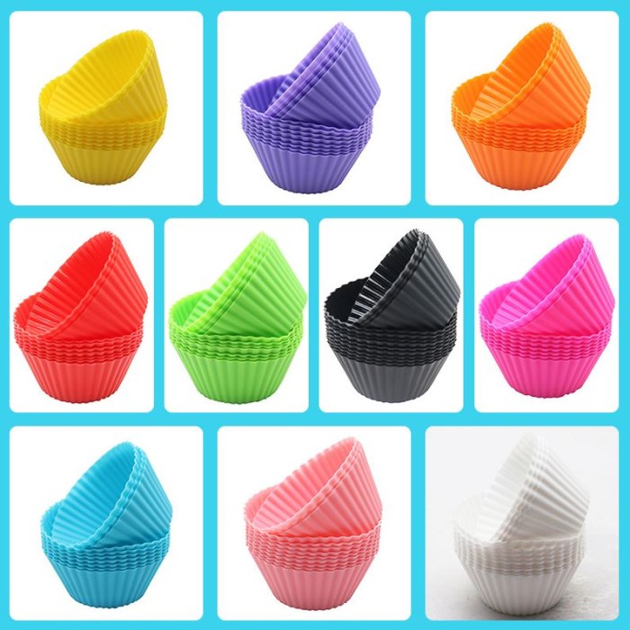 Cupcake Reusable Silicone Cups Cetakan Muffin Cup cake Puding Bulat BPA Free