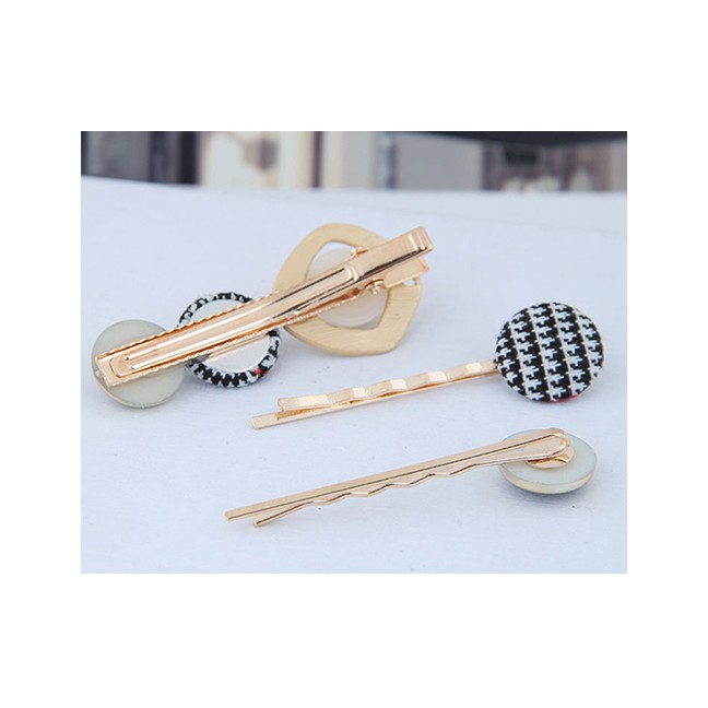 LRC Jepit Rambut Fashion Gold Metal Three-piece Hair Clip A57814