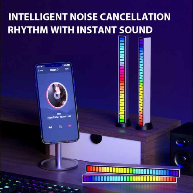 LED RGB Voice Control Audio Band Spectrum Music Play Colorful Indicator Pickup Light