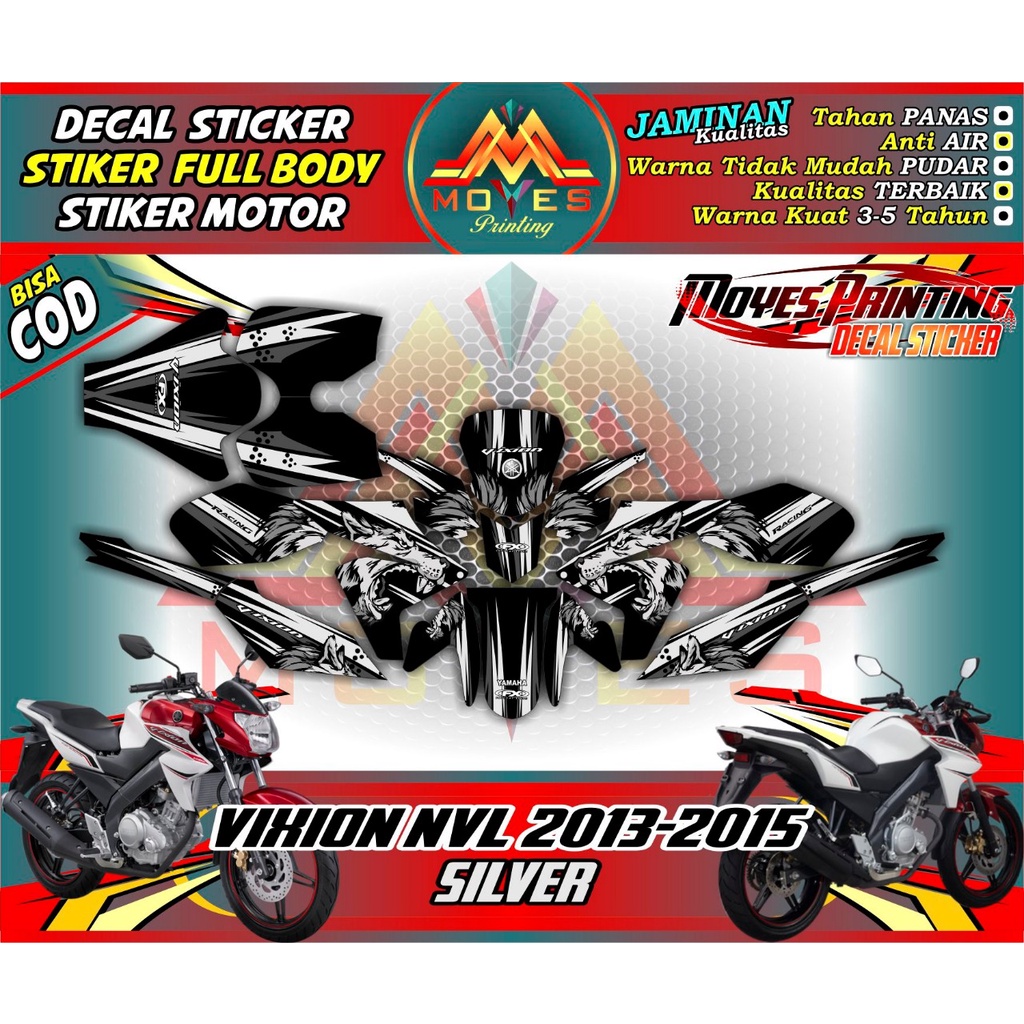 decal motor vixion new NVL stiker decal motor vixion new NVL motif srigala full body