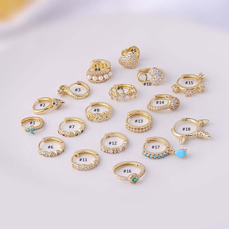 1pc Anting Bulat Bahan Tembaga Hias Zircon Ukuran 8-10mm Untuk Wanita 2022