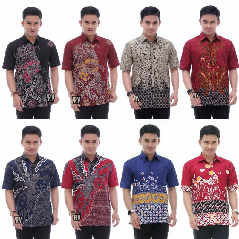 KEMEJA BATIK PRIA LENGAN PENDEK SIZE S M L XL XXL  BSWART BatiK HRB026 Kenongo Hem Panjang Padi