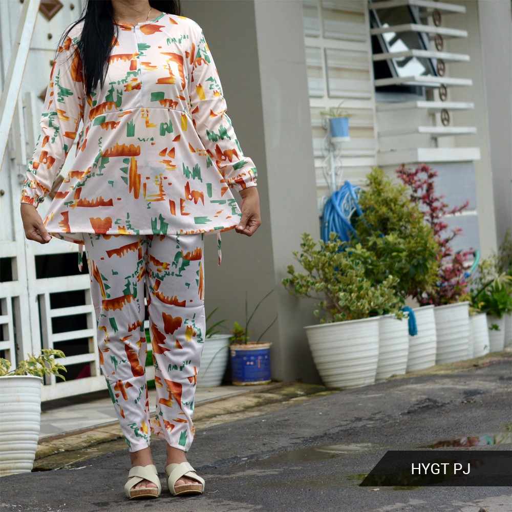 GROSIR TROLIS S M L setelan baju tidur piyama daster hyget oneset sultan busui baju celana HYGT-HYGT PJ