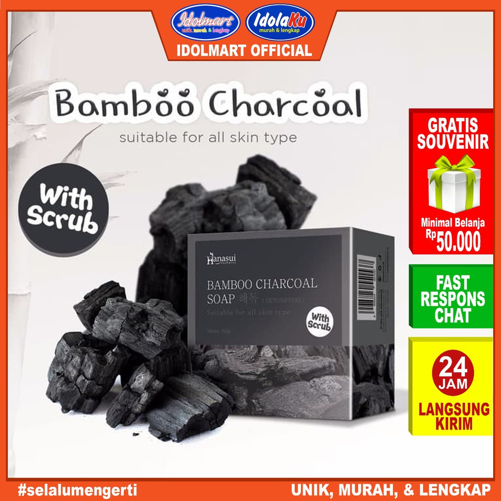 IDOLMART Hanasui Bamboo Charcoal Bar Soap 60gr Idolmart Surabaya
