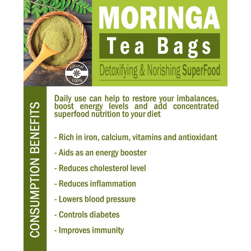 RAW TISANE Moringa Leaf Tea : Teh Celup Daun Kelor / Teh Daun Kelor All Varian Isi 30 Tea Bag