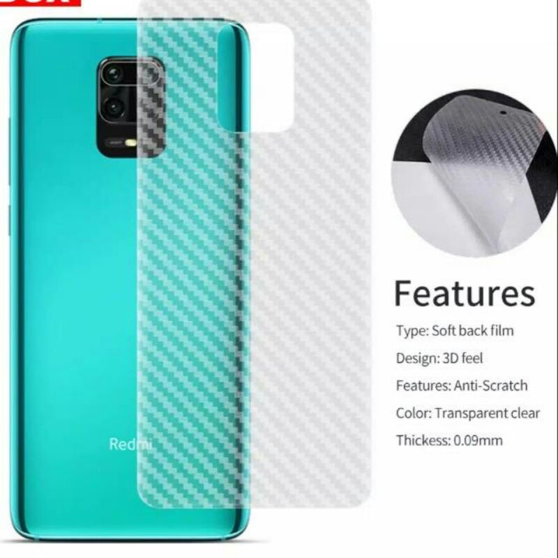 ANTI GORES BELAKANG REDMI NOTE 9 PRO / NOTE 9 BIASA GARSKIN FIBER 3D SCREEN