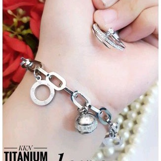 Set Perhiasan Silver Titanium Wanita Import 219224