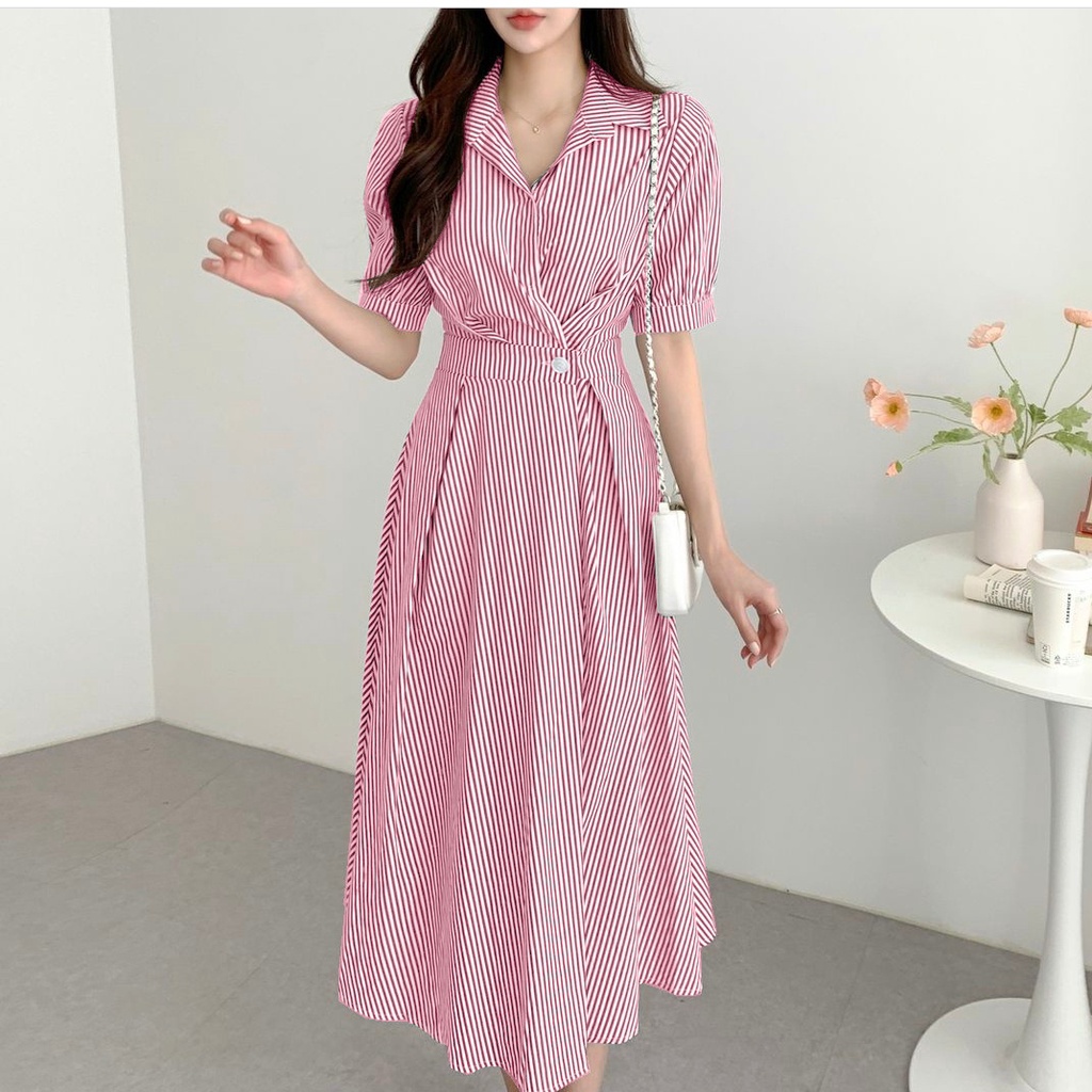 [HNFK] Dress Gani / Dress Wanita Elegant / Longdress/ Dress Model Terbaru / Dress Wanita Korea / Dress Salur