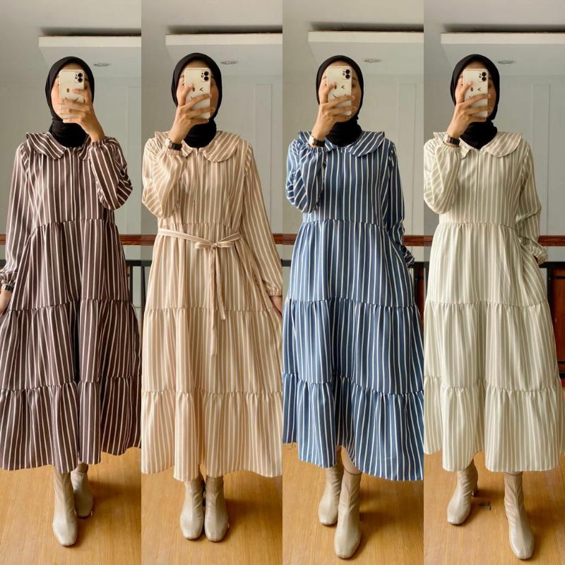 NEW BYLALULA Midi Dress ( Brugundy, Cream, Navy, Mint ) - DRESS PREMIUM - DRESS SHAKILA - DRESS MURA