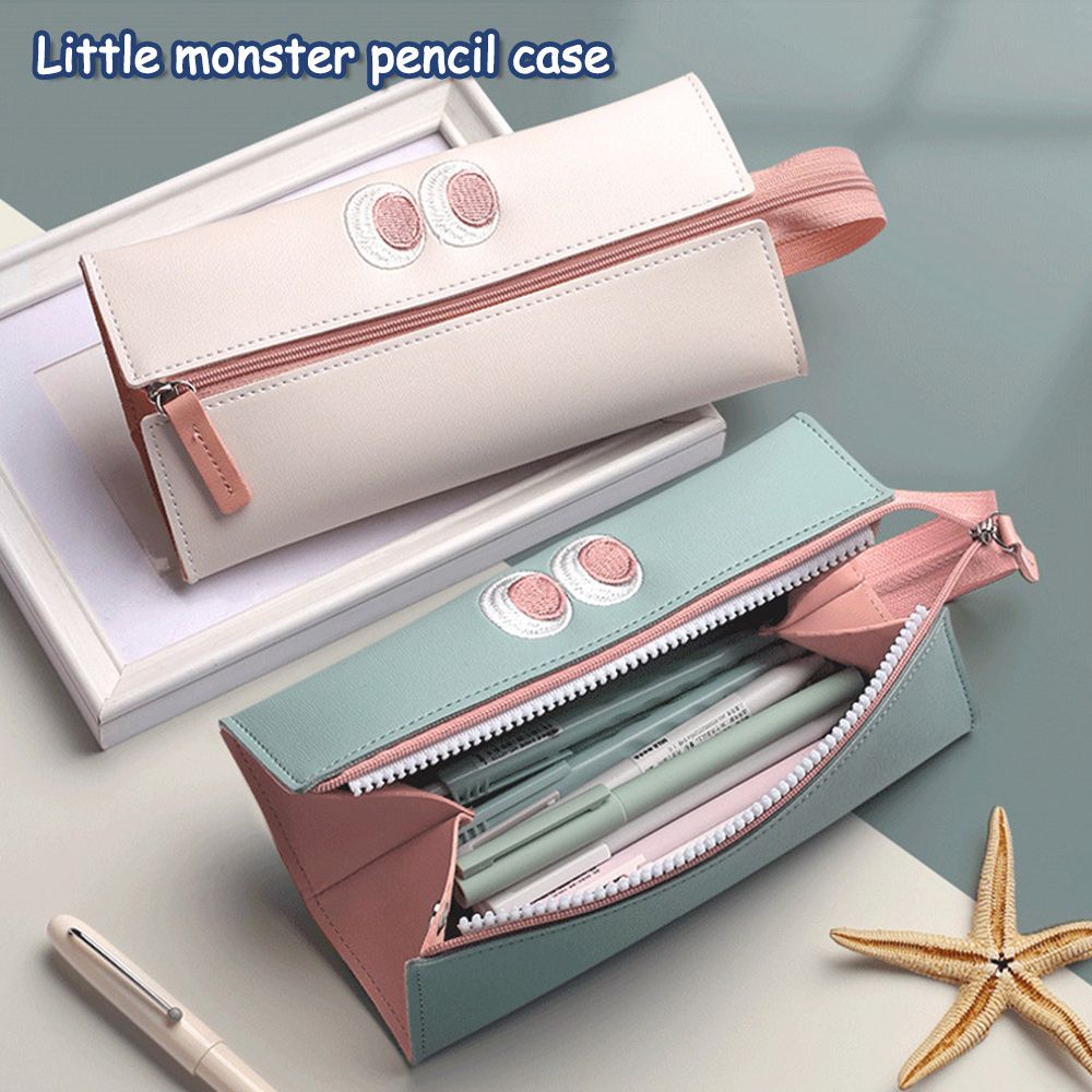 

Cartoon Little Monster Pencil Case For Office Large Capacity PU Pencil Bag Material Escolar Kawaii S