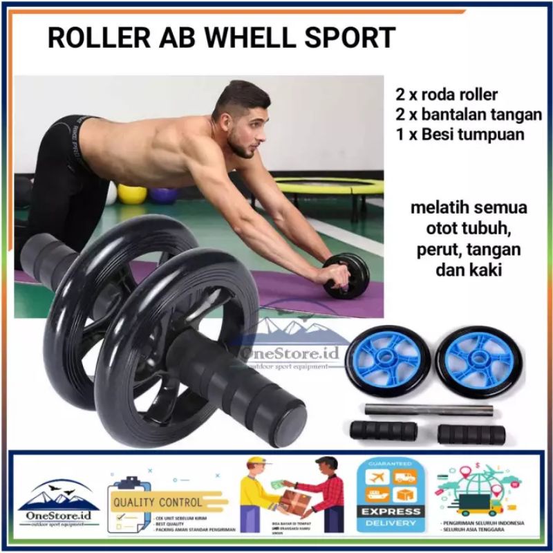 AB Roller Alat Olahraga Fitness Pembentuk Otot Tangan Perut Kaki Super Mute Double Abdomen In Wheel Fitnes