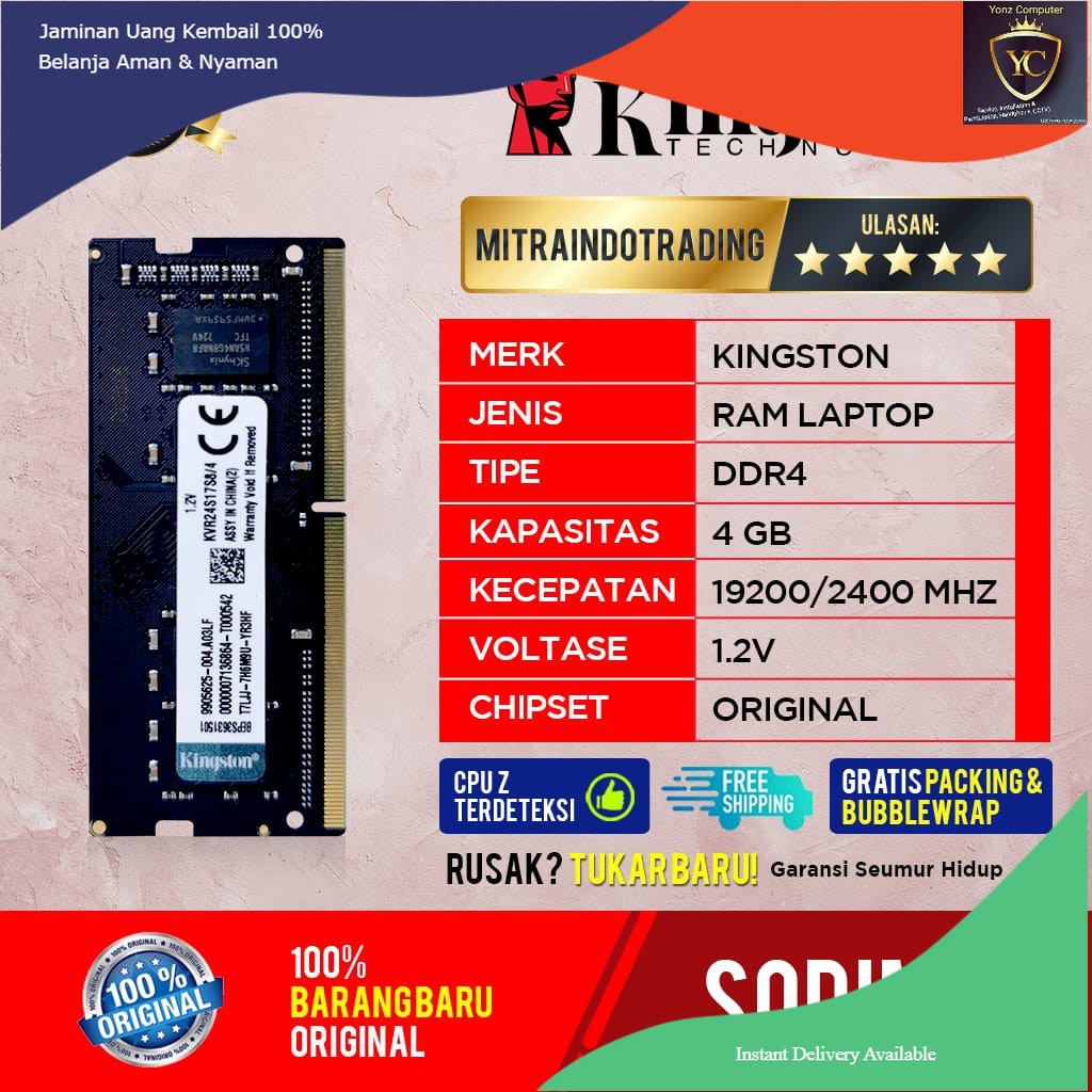 RAM KINGSTON SODIMM DDR4 4GB PC 19200