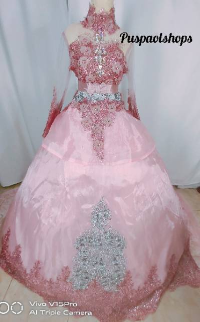 Gaun pengantin 3d pink salem/ rose gold