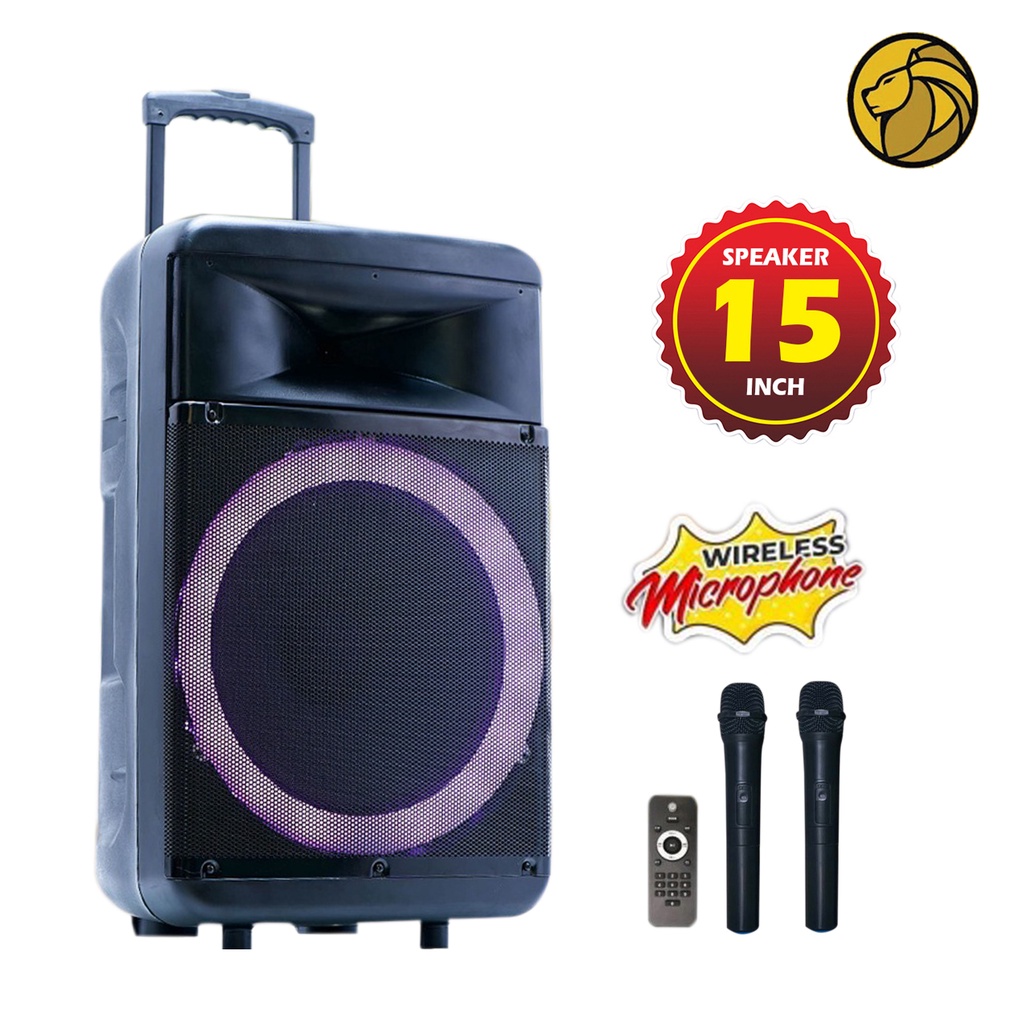 Advance Speaker 15 Inch K1512A + 2 Pc Microphone Wireless Fitur Guitar Input