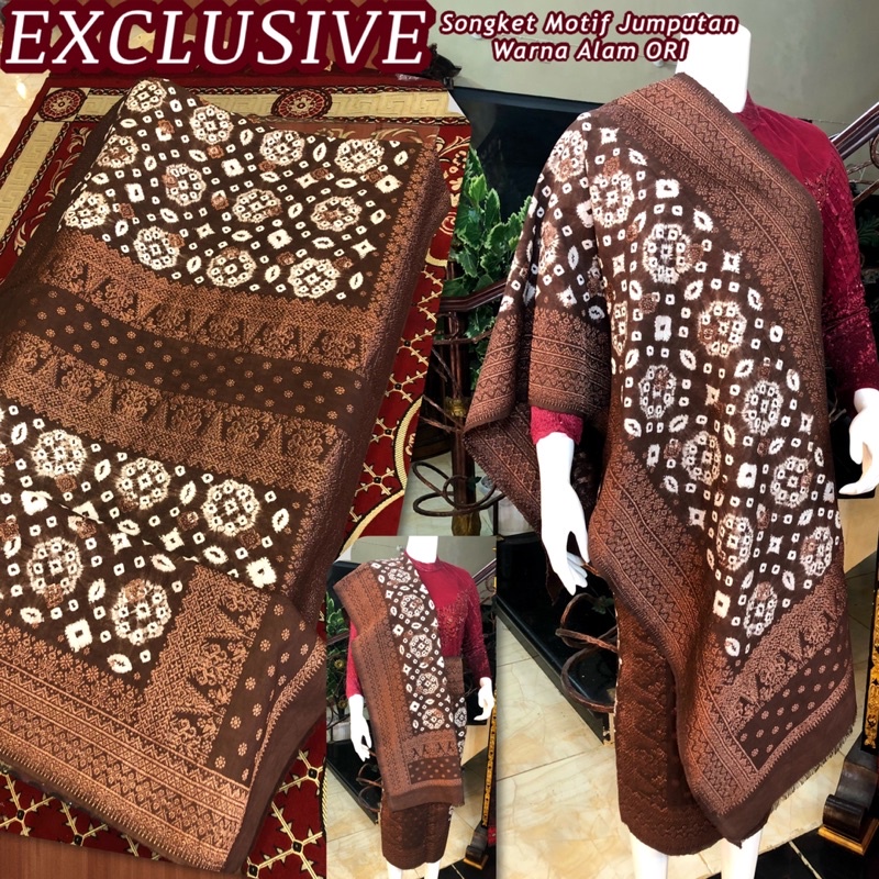 EXCLUSIVE Songket Jumputan ORI /Coklat Tembaga /songket tenun asli palembang /ilham songket palemban