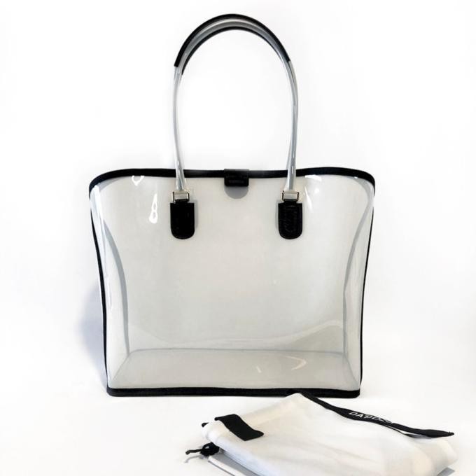 Dapoza Visi Bag Latte Leather Tote Transparan / Tas Kulit Wanita