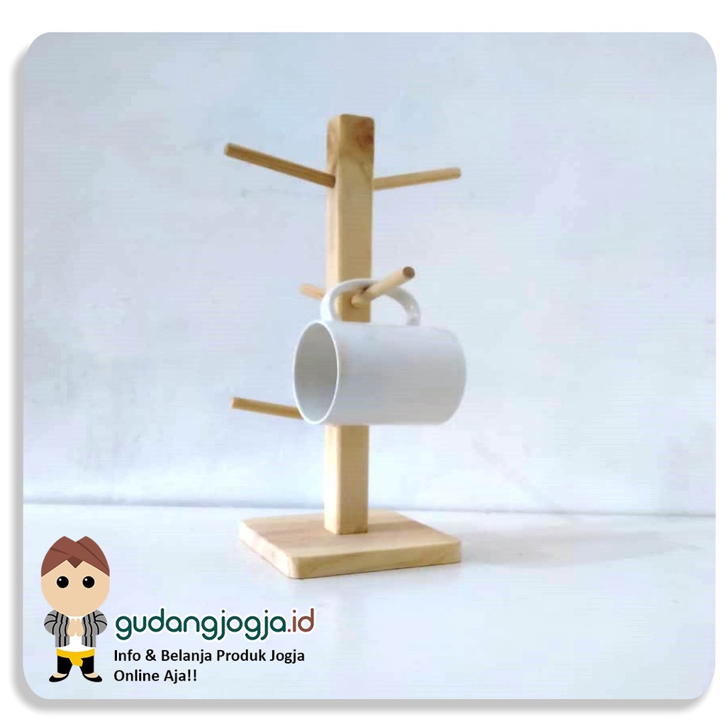 RAK CANGKIR KAYU – RAK GELAS KAYU – RAK CANGKIR GANTUNG – RAK GELAS GANTUNG. gudangjogja.id