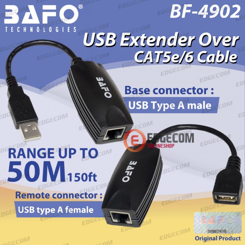 BAFO USB Extender / Extension Over CAT5e/CAT6 50 Meter BF-4902