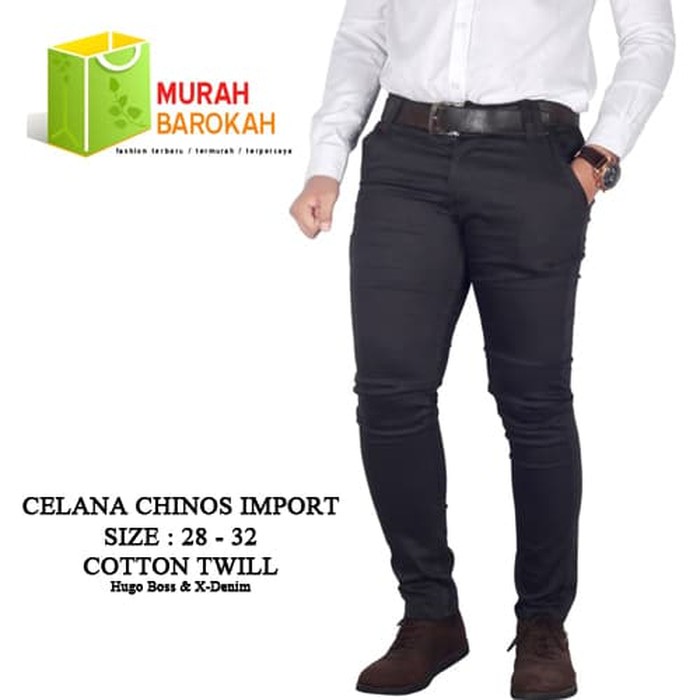 Celana Panjang Chino Pria | Celana Denim | Celana Pensil CREAM HITAM