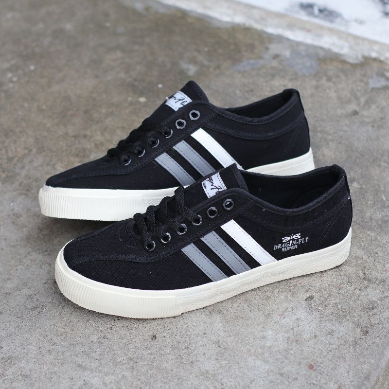 SEPATU DRAGON FLY DRAGONFLY FALCON BLACK WHITE ORIGINAL